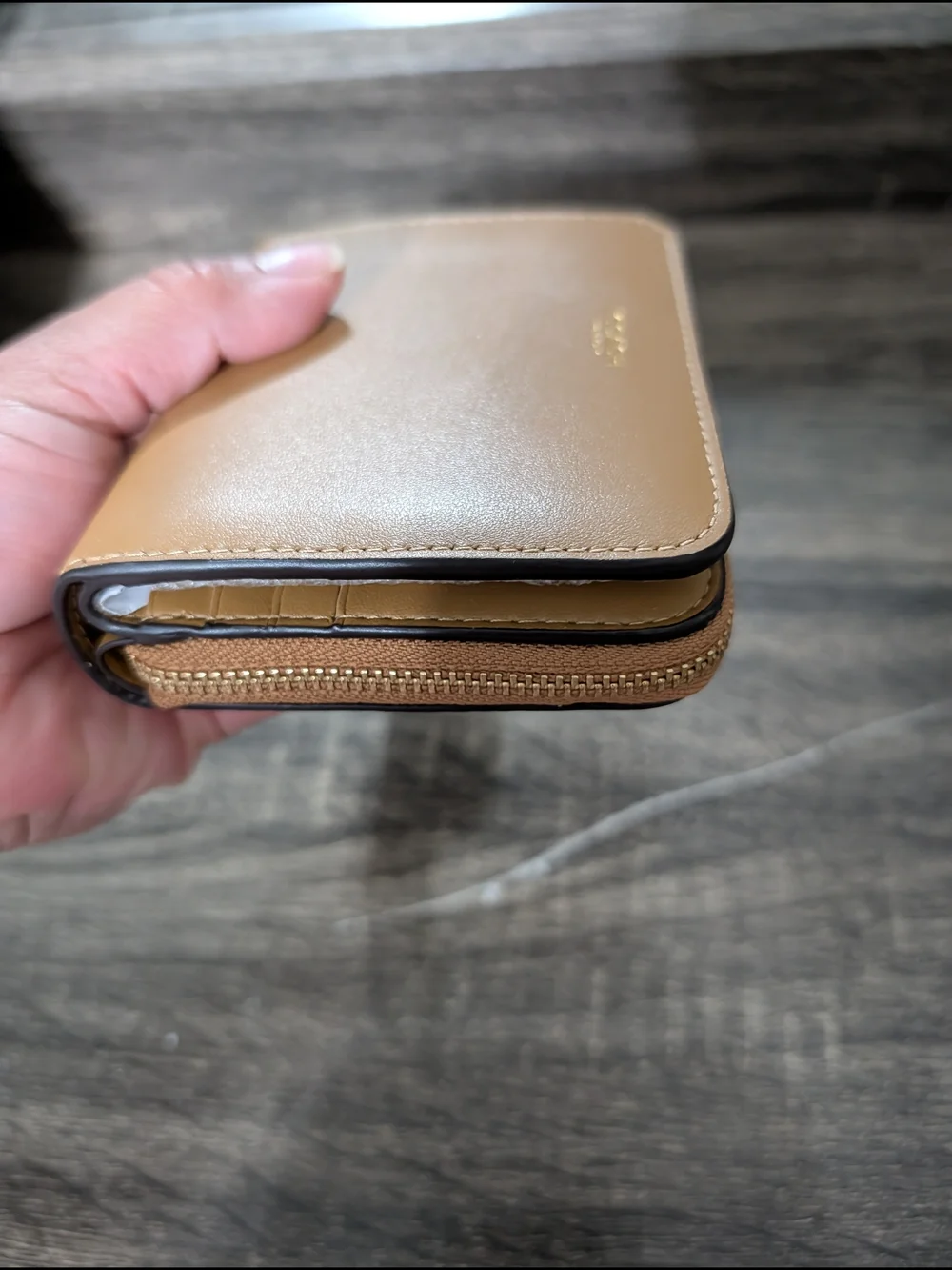Coach Zip Wallet in Saddle Brown